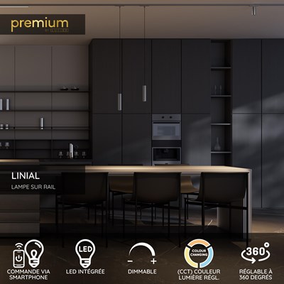 Lucide Premium LINIAL MOX Spot sur rail - Système de rail monophasé / Éclairage sur rail smart - Smart - 48V Track - 1xLED - Canon Fusil Mat